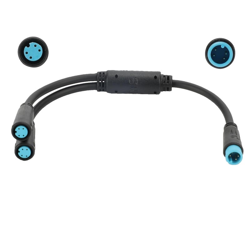 EBIKE Cable 4 Pin; 1T2 Y-Splitter Extension Wire for eBike, Julet Type, Suitable for Display, Controller, 7.9", Waterproof Design